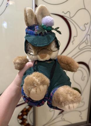 Вінтажний зайка в окулярах gemini plush rabbit. ідеальний стан.