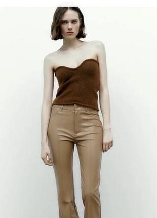 Жіночі брюки zara шкіряні бежеві