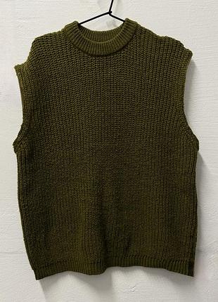 В'язаний жилет хакі оливковий hema (m)