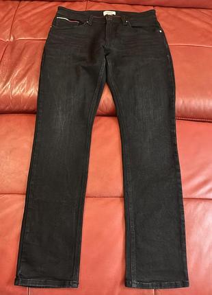 Джинсы мужские чёрные tommy jeans, slim, р.34/32