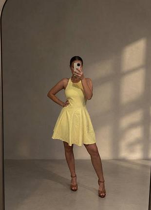 Жовта сукня zara із відкритою спинкою розмір l