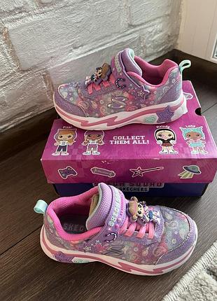 Дитячі кросівки skechers sketch squad рожево-фіолетові 19,5 см