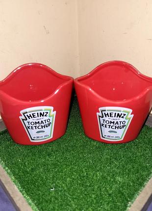 Новые коллекционные керамические пиалы стаканчики heinz для картофеля фри и соусов (2 шт)
