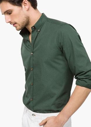 Стильная мужская рубашка massimo dutti в мелкий принт (микроточка), размер m, slim fit
