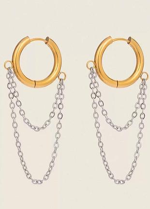 Сережки жіночі zara кільця металеві золотисто-сріблясті