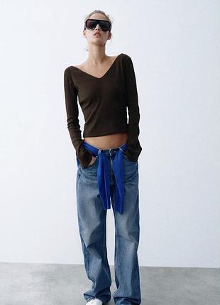 Жіночий лонгслів zara в рубчик