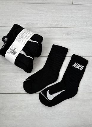 Шкарпетки для дітей nike dri-fit cushioned високі чорні (комплект 6 пар, розмір xxs / eu 23.5–27)