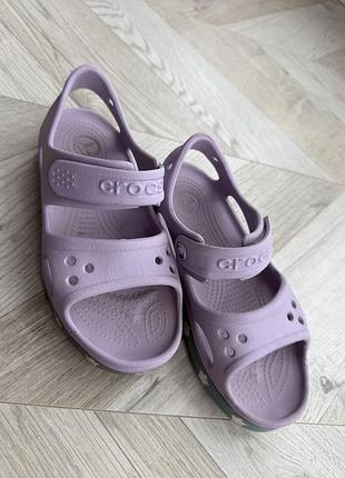 Дитячі сандалі crocs бузкові з регульованими ремінцями