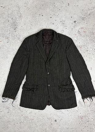 Ексклюзивний авангардний піджак olivier strelli deconstructed distressed wool blazer made in eu