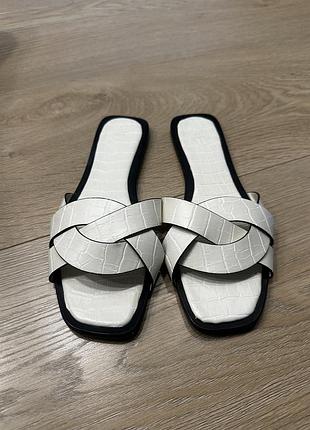 Жіночі мюлі h&m білі шкіряні, розмір 39