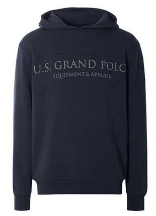 Синий хлопковый худи с капюшоном от бренда u.s.grand polo.размер 52/54 (л)