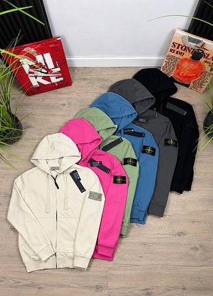 Чоловіче худі stone island на блискавці з капюшоном