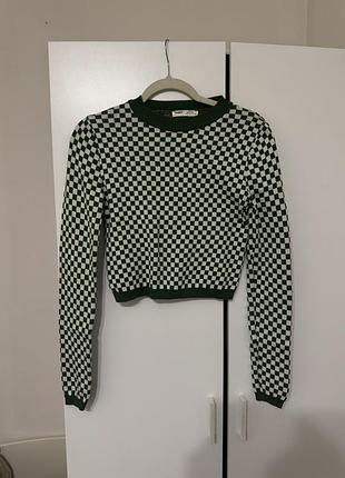 Топ жіночий pull&bear в клітинку зелений, білий s