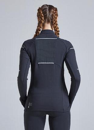 Спортивна кофта kiprun warm light для бігу чорна/рожева 6