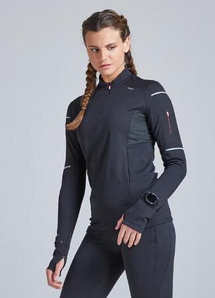 Спортивна кофта kiprun warm light для бігу чорна/рожева