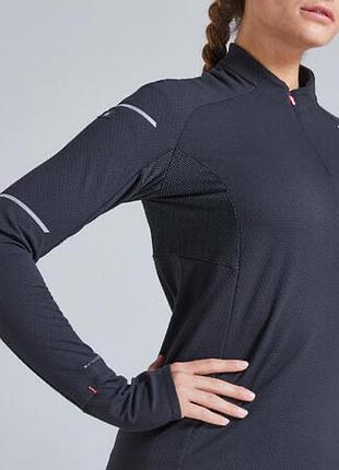 Спортивна кофта kiprun warm light для бігу чорна/рожева 2