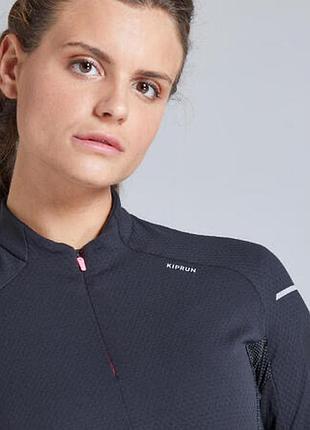 Спортивна кофта kiprun warm light для бігу чорна/рожева 3