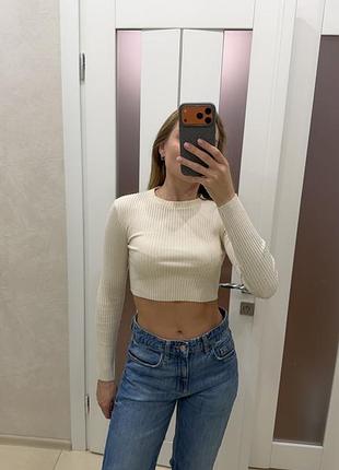 Топ жіночий zara молочний в рубчик