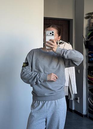 Жіночий світшот свитер свитшот кофта толстовка худи реглан оригинал stone island сірий