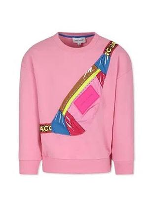 Розовый хлопковый свитшот для девочек от бренда marc jacobs (модель little marc jacobs, код арт. w15689 / w1568944g