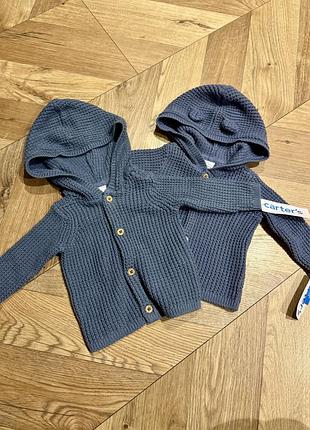Кардиган carter's синя в'язана з капюшоном 3