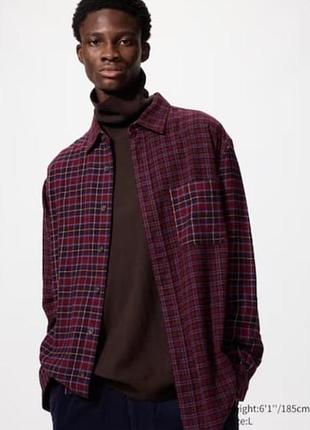 Фланелева сорочка рубашка uniqlo l