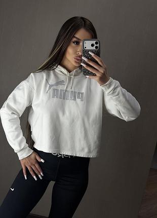 Жіноче худі puma біле укорочене на флісі розмір s