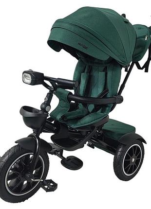 Детский трехколесный велосипед modena me 1193 green, с родительской ручкой