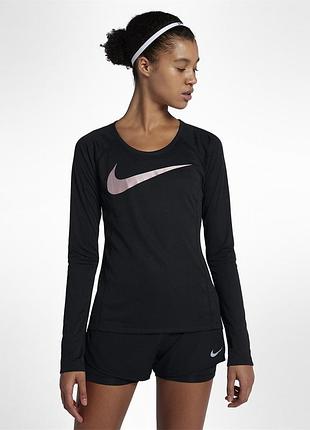 Женский лонгслив nike miler running swoosh metallic