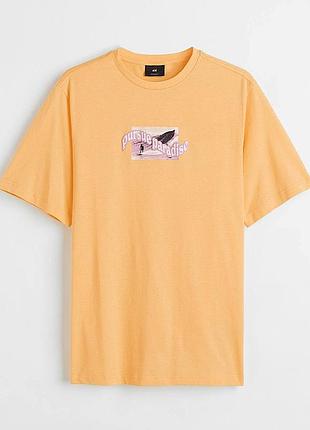 Желтая футболка мужская с принтом pursue paradise h&amp;m