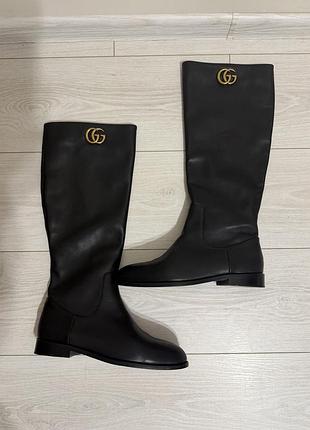 Шкіряні чоботи gucci double g leather boots (оригінал, р. 40)