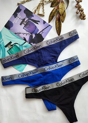 Коттоновые хлопковые трусики стринги calvin klein m 38