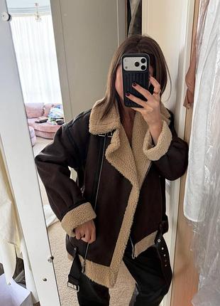 Дублянка жіноча zara авіатор коричнева
