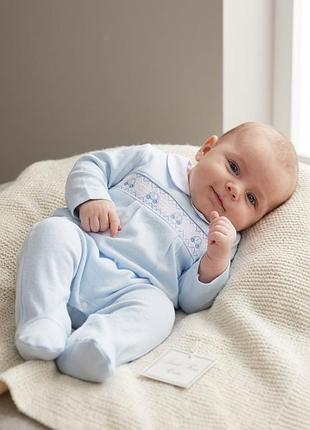 🩵 ошатний бавовняний чоловічок just too cute "gift for baby" (smocked sleepsuit)