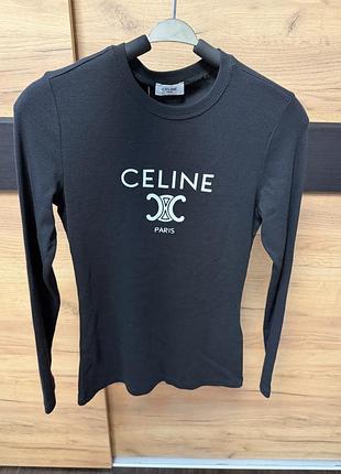 Лонгслів жіночий celine чорний з принтом