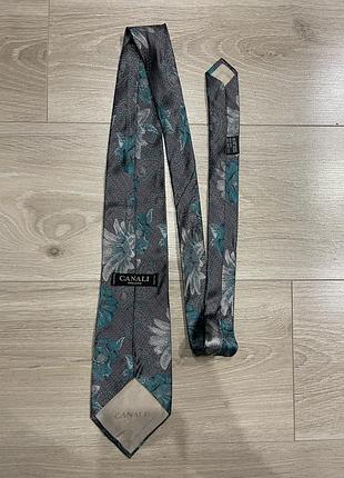 Шовкова краватка canali milano (made in italy) / преміум краватка з квітковим візерунком галстук