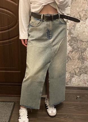 Джинсова спідниця міді zara