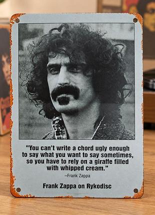 Металлическая винтажная табличка фрэнк заппа frank zappa музыка рок 14х20 см