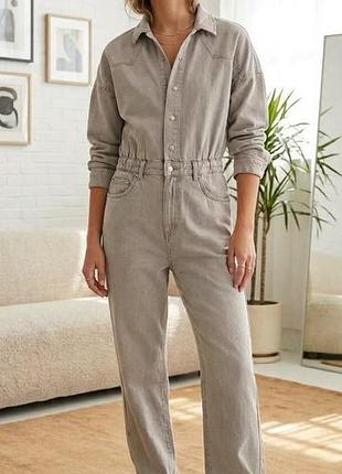 🔥джинсовый комбинезон от zara серо лиловый