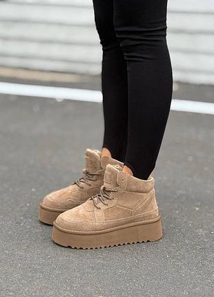❄️ жіночі чоботи зимові коричневі ugg на хутрі