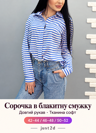 Жіноча сорочка в блакитну смужку strike, блакитна смужка