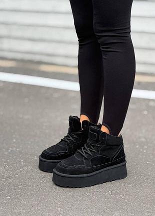 ❄️ жіночі зимові чоботи чорні ugg на хутрі
