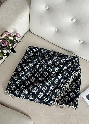 Сатинова спідниця шорти з моністами zara