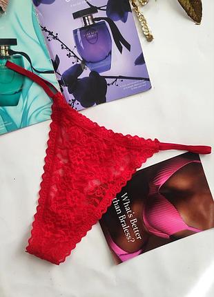 Трусики стрінги мереживні ажурні victoria's secret m l