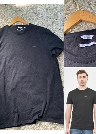 Базова темно сіра чоловіча футболка calvin klein,p.m-l