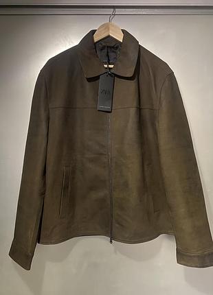 Куртка чоловіча zara man шкіряна коричнева