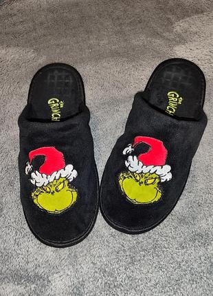 Домашние черные тапочки the grinch, тапочки