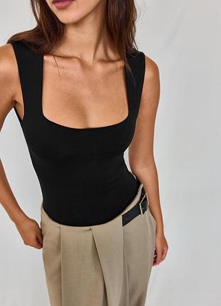 Чёрное боди майка stradivarius с квадратным вырезом eur xs