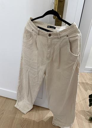 Жіночі джинси zara баггі бежеві