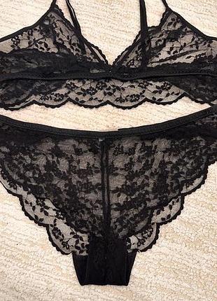 Комплект жіночої спідньої білизни stella mccartney lingerie чорний мереживний